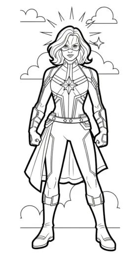tranh tô màu Tranh Tô Màu Captain Marvel 27 cho bé đơn giản