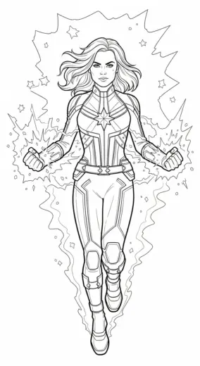 tranh tô màu Tranh Tô Màu Captain Marvel 29 cho bé 5 tuổi chất lượng cao