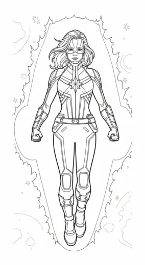 tải tranh tô màu Tranh Tô Màu Captain Marvel 3 cho bé 7 tuổi