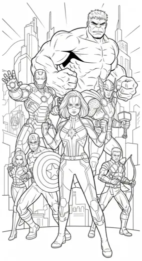 tải hình tô màu Tranh Tô Màu Captain Marvel 30 cho bé 8 tuổi