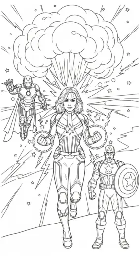 hình tô màu Tranh Tô Màu Captain Marvel 31 cho bé tải chất lượng cao