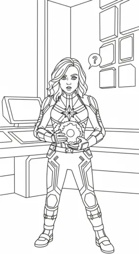 tranh tô màu Tranh Tô Màu Captain Marvel 34 cho bé
