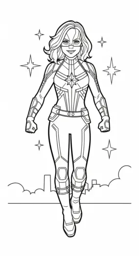 tranh tô màu Tranh Tô Màu Captain Marvel 38 cho bé mới nhất