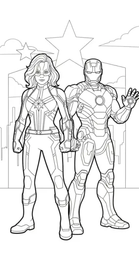 tranh tô màu Tranh Tô Màu Captain Marvel 4 cho bé 6 tuổi chất lượng cao