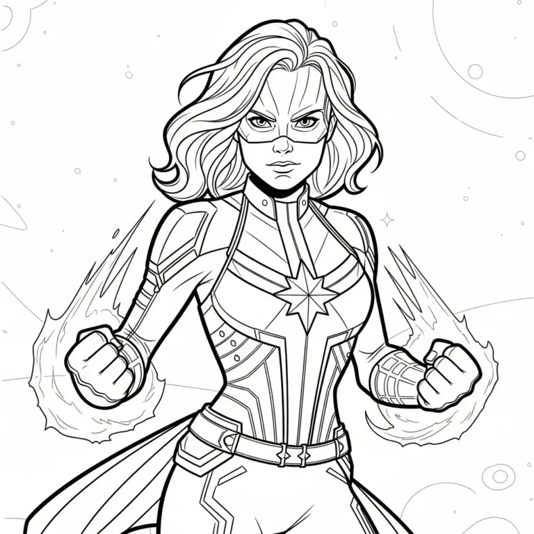 Tranh tô màu Captain Marvel