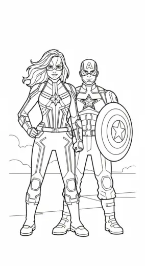 tải tranh tô màu Tranh Tô Màu Captain Marvel 8 cho bé 6 tuổi