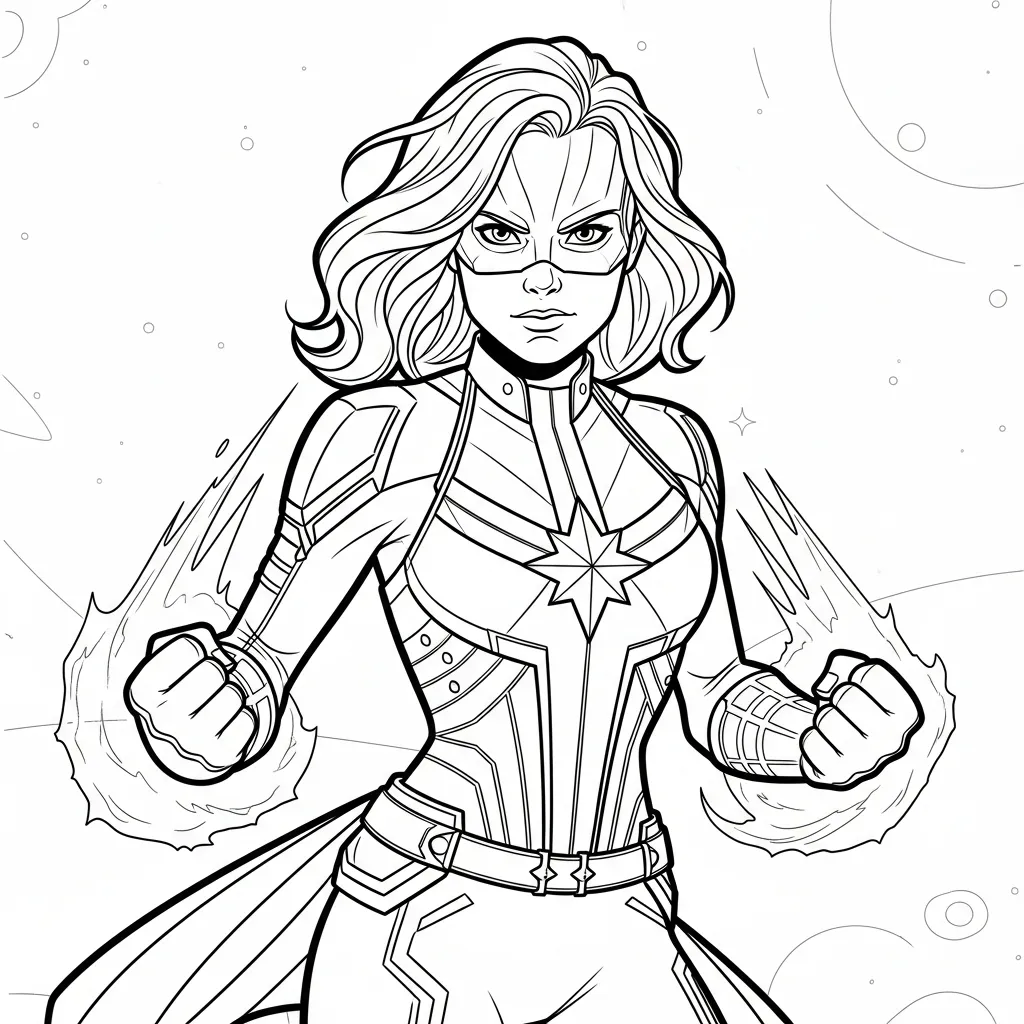Tranh tô màu Captain Marvel