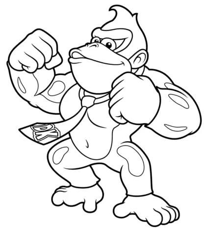 hình tô màu Tranh Tô Màu Donkey Kong 10 cho bé 6 tuổi
