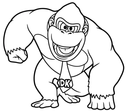 in tranh tô màu Tranh Tô Màu Donkey Kong 14 cho bé 3 tuổi