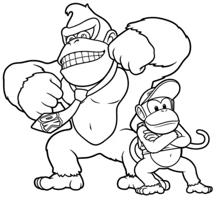 tranh tô màu Tranh Tô Màu Donkey Kong 17 cho bé 5 tuổi