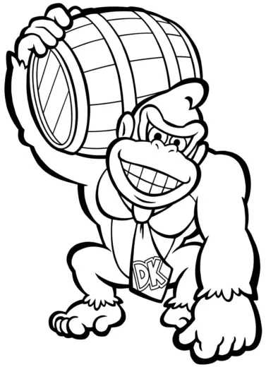 in hình Tranh Tô Màu Donkey Kong 19 cho bé tập tô