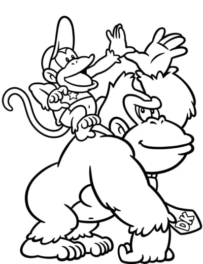 file tranh tô màu Tranh Tô Màu Donkey Kong 21 cho bé in
