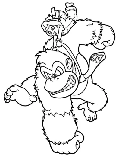 tranh tô màu Tranh Tô Màu Donkey Kong 27 cho bé 7-8 tuổi
