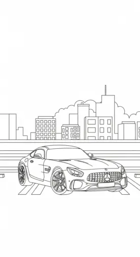 in hình Tranh Tô Màu Mercedes 20 cho bé tập tô