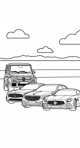 hình tô màu Tranh Tô Màu Mercedes 3 in ngay