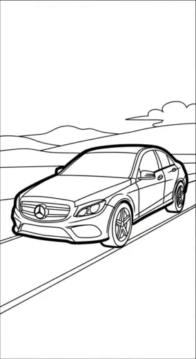 file tranh tô màu Tranh Tô Màu Mercedes 32 cho bé in