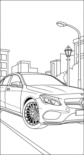 tranh tô màu Tranh Tô Màu Mercedes 5 in ngay