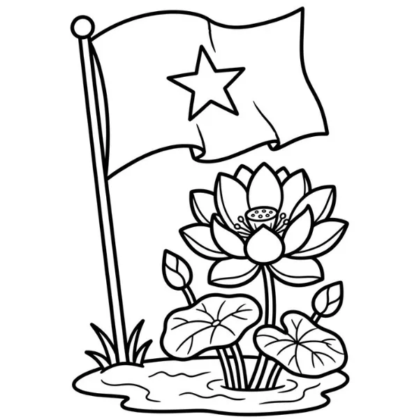 Tranh tô màu Quốc Kỳ Việt Nam