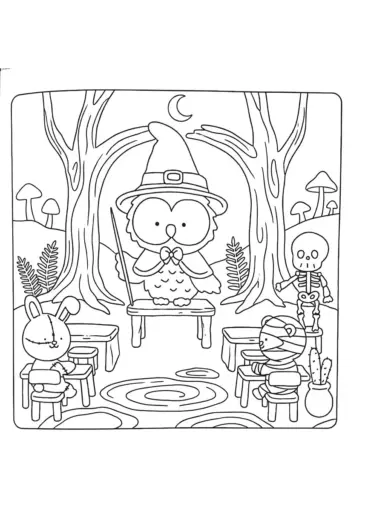 hình tô màu Spooky Friends cho bé mới nhất