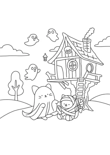 tải hình tô màu Spooky Friends cho bé 5 tuổi