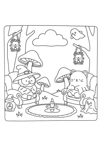 hình tô màu Spooky Friends cho bé