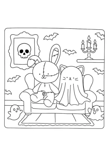 tải tranh tô màu Spooky Friends chất lượng cao