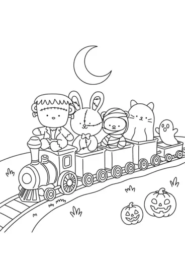 tải tranh tô màu Spooky Friends cho bé chất lượng cao