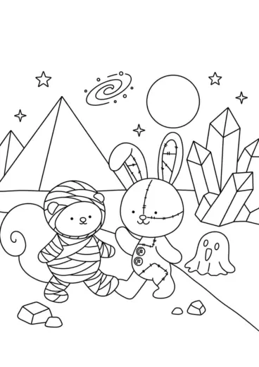 tải tranh tô màu Spooky Friends chất lượng cao