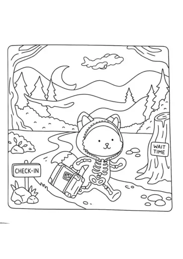 tranh tô màu Spooky Friends cho bé tải chất lượng cao