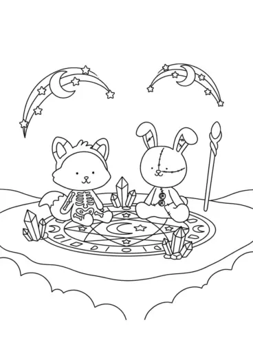 in hình Spooky Friends cho bé tập tô