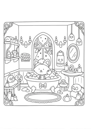 file pdf tranh tô màu Spooky Friends cho bé