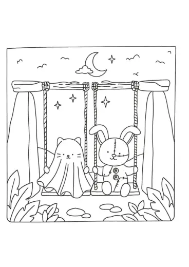 download tranh tô màu Spooky Friends cho bé