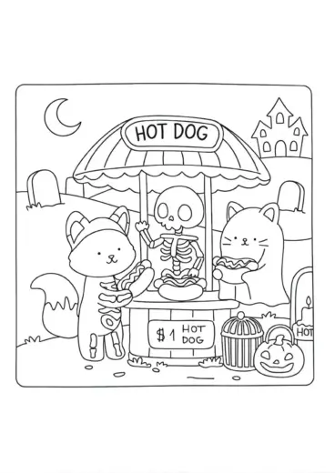 in hình tô màu Spooky Friends cho bé 4 tuổi