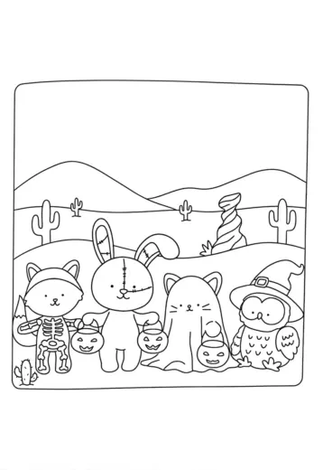 tranh tô màu Spooky Friends cho bé 8 tuổi chất lượng cao