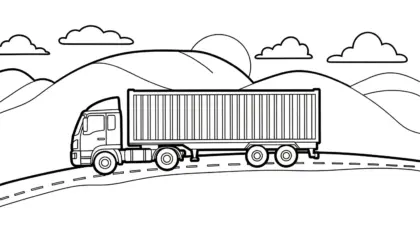 tranh tô màu Tranh Tô Màu Xe Container 13 cho bé tải về