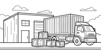 in hình tô màu Tranh Tô Màu Xe Container 17 cho bé 5 tuổi
