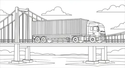 tranh tô màu Tranh Tô Màu Xe Container 20 cho bé 6 tuổi chất lượng cao