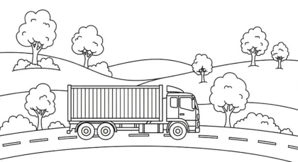 hình tô màu Tranh Tô Màu Xe Container 21 cho bé 7 tuổi chất lượng cao