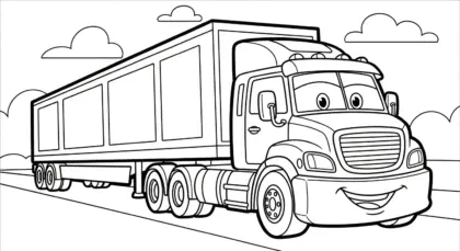 tải hình tô màu Tranh Tô Màu Xe Container 22 cho bé 6 tuổi