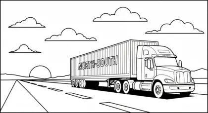 tải hình tô màu Tranh Tô Màu Xe Container 24 cho bé chất lượng cao