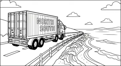 hình tô màu Tranh Tô Màu Xe Container 25 cho bé 6 tuổi chất lượng cao