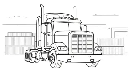 tranh tô màu Tranh Tô Màu Xe Container 26 cho bé 7-8 tuổi