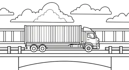 hình tô màu Tranh Tô Màu Xe Container 3 cho bé đơn giản