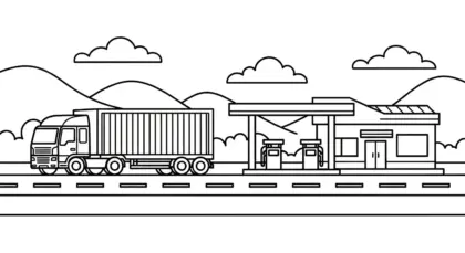 tranh tô màu Tranh Tô Màu Xe Container 30 cho bé đơn giản