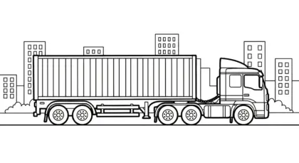 tranh tô màu Tranh Tô Màu Xe Container 35 cho bé 7 tuổi