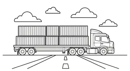 hình tô màu Tranh Tô Màu Xe Container 39 cho bé 4 tuổi
