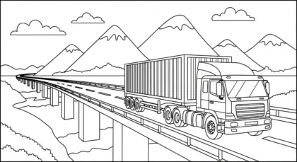 file hình tô màu Tranh Tô Màu Xe Container 40 cho bé 4-5 tuổi