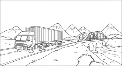 in hình tô màu Tranh Tô Màu Xe Container 41 khổ A4