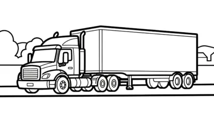in hình tô màu Tranh Tô Màu Xe Container 43 cho bé 6 tuổi