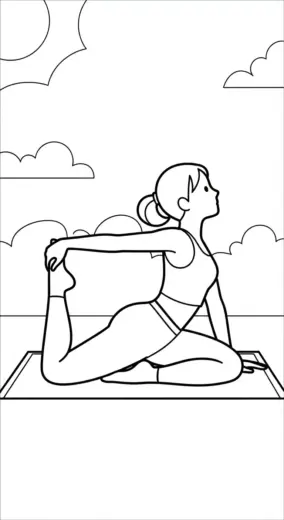 tải hình tô màu Tranh Tô Màu Yoga 5 cho bé 8 tuổi